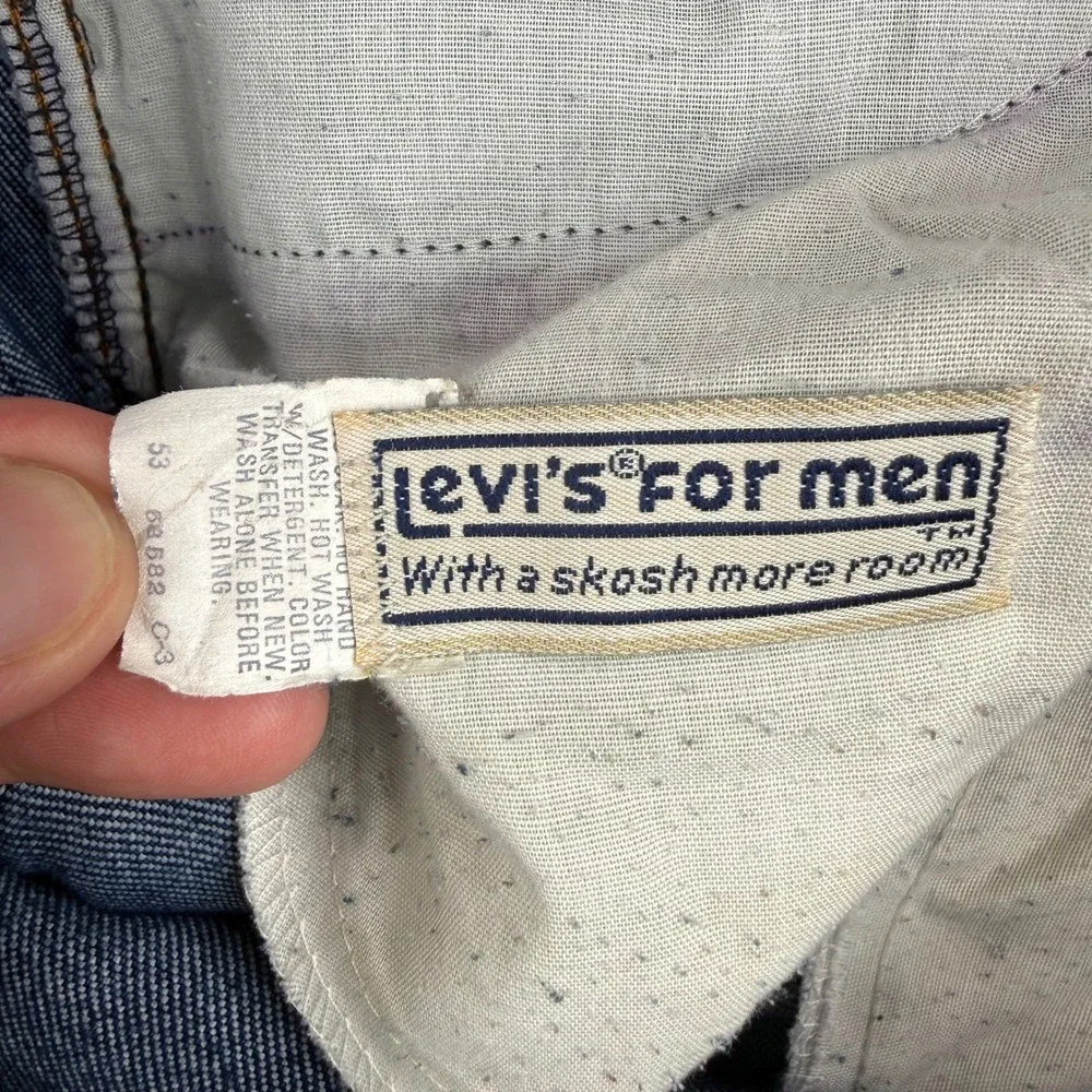 Vintage Levis Jeans Mens Fits 34x30 Blue 70s Orange Tab Talon Zip Distressed USA